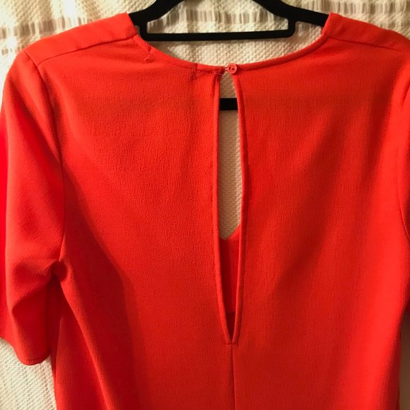 NWOT American Apparel SZ XS crepe mini shift dress- Orange/Tangelo/Coral - Picture 3 of 6